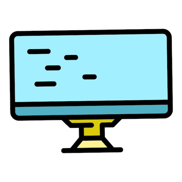 Icono de monitor LCD Contorno del icono vectorial del monitor LCD Color plano aislado