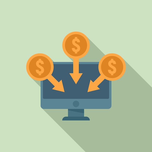Icono de monitor en línea de crowdfunding Ilustración plana del icono de vector de monitor en línea de crowdfunding para diseño web