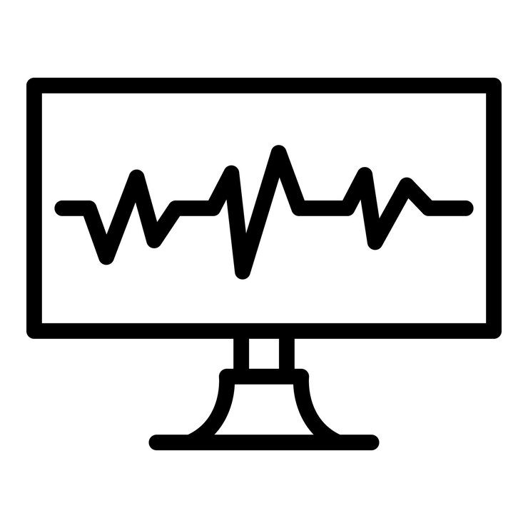 Vector icono de monitor de línea de vida contorno de icono de vector de monitor de línea de vida para diseño web aislado sobre fondo blanco