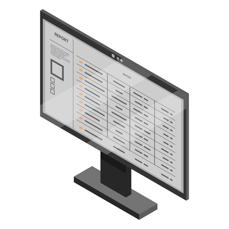 Vector icono de monitor de oficina isométrico del icono de vector de monitor de oficina para diseño web aislado sobre fondo blanco