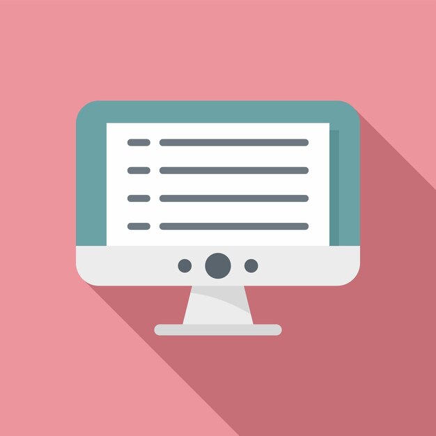 Icono del monitor de PC del programa de estudios Ilustración plana del icono de vector del monitor de PC del programa de estudios para diseño web