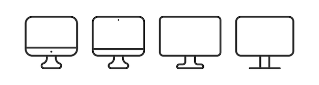 Icono de monitor Signos de pantalla Símbolo de PC Símbolos de computadora Pantalla digital Iconos de TV Color negro Signo vectorial