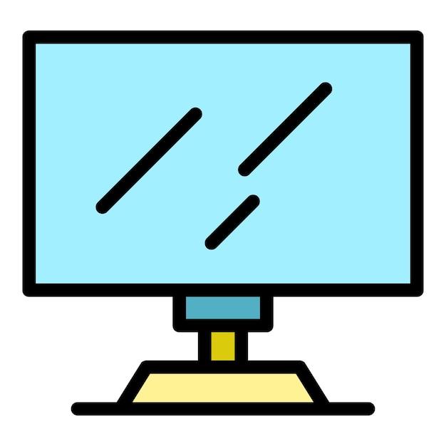 Icono de monitor de televisión Contorno del monitor de televisión Icono vectorial de color plano aislado