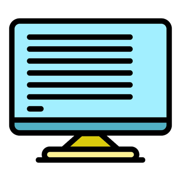 Icono de monitor de texto Contorno del monitor de texto Icono vectorial de color plano aislado