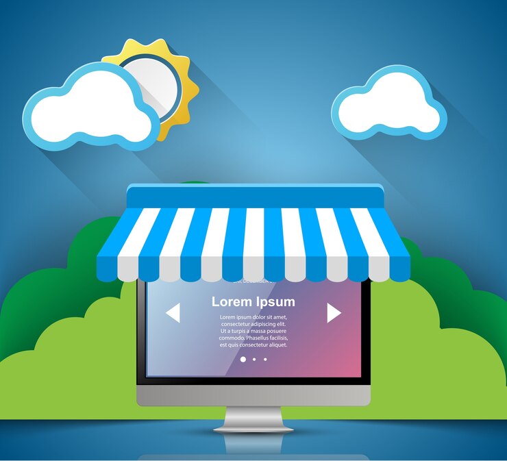 Vector icono de monitor tienda electrónica infografía 3d.