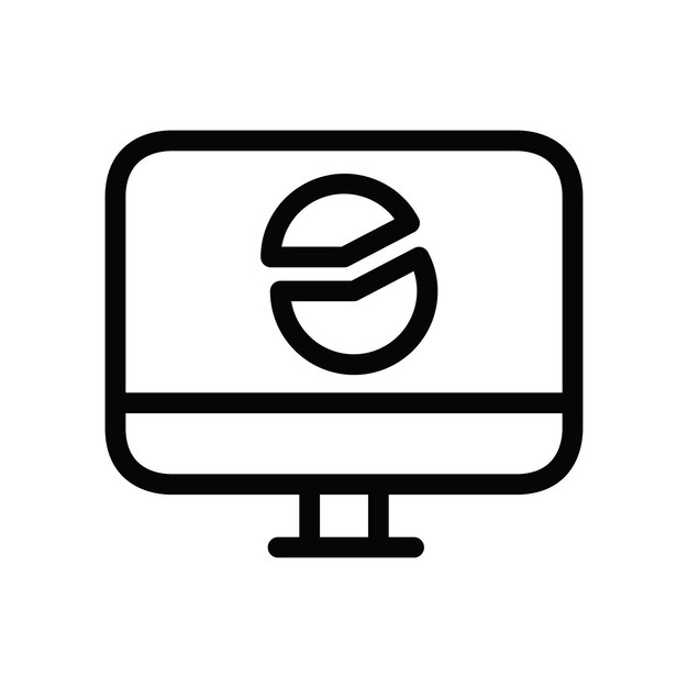 Ícono de monitor vectorial sobre fondo blanco