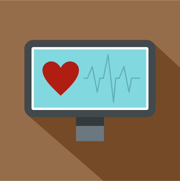 Icono de monitoreo de latidos cardíacos Ilustración plana del icono vectorial de monitore o de latidos cardiacos para la web aislado en fondo de café