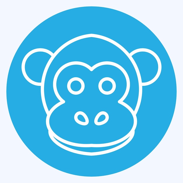 Icono Mono relacionado con el símbolo de la cabeza de animal estilo de ojos azules diseño simple editable