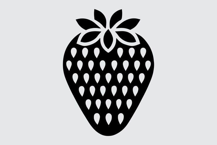 Icono monocromático de silueta de fresa para la marca