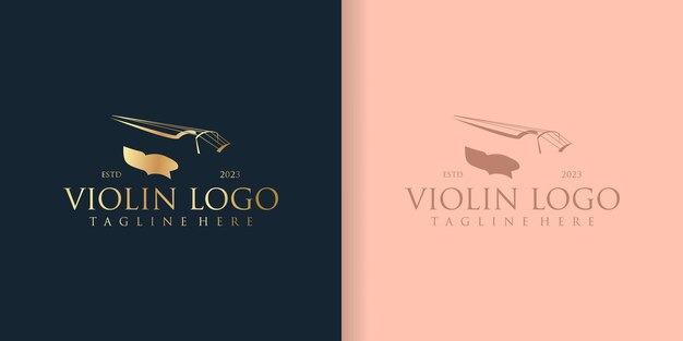 Icono monocromo abstracto de violín con texto Ilustración vectorial