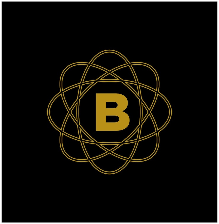 Vector icono del monograma b dorado nombre de la empresa logotipo b