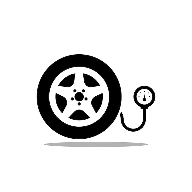 Ícono del monómetro de presión de la rueda del automóvil Ilustración vectorial