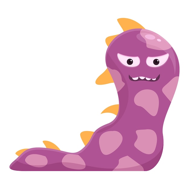 El icono del monstruo violeta de la serpiente es un vector de dibujos animados.