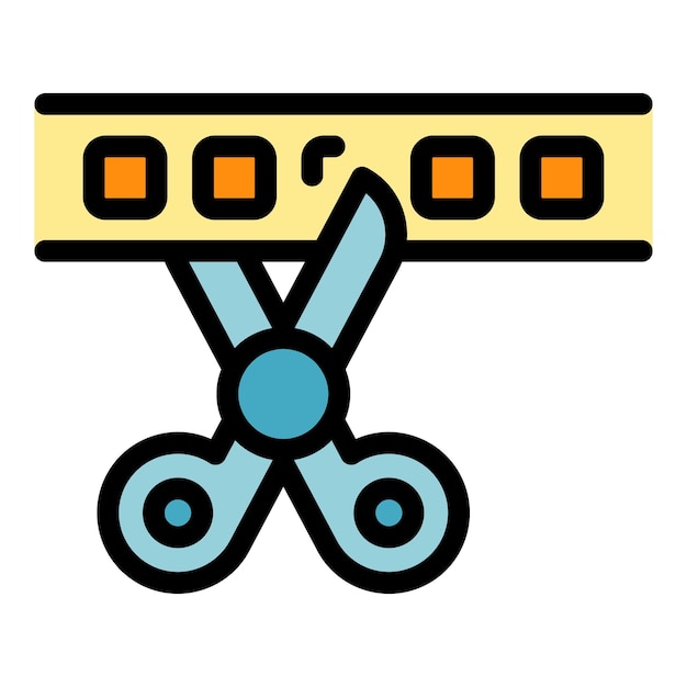 Icono de montaje de clips Contorno de clips Icono vectorial de montaje color plano aislado