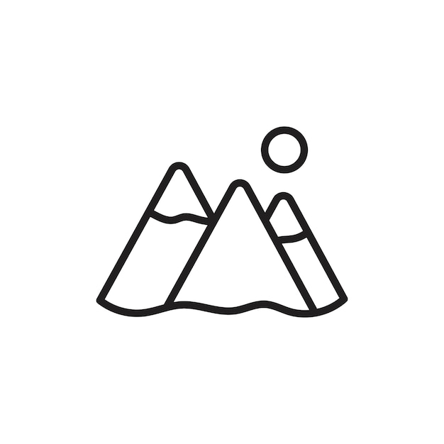 Icono de la montaña Contorno delgado simple