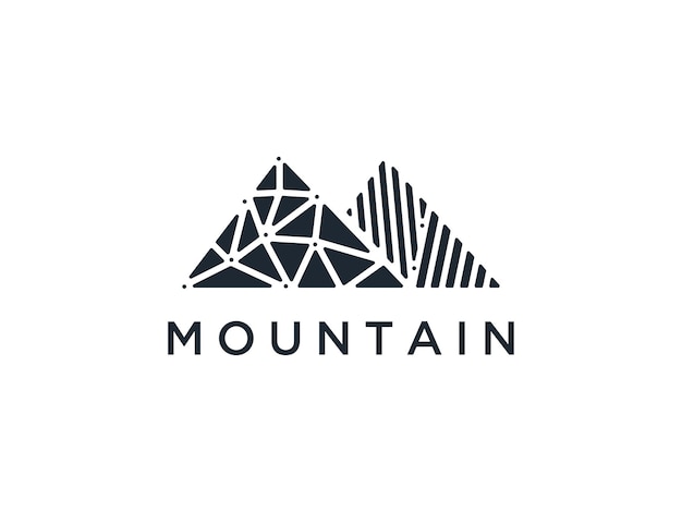 icono de la montaña logotipo de la montaña hecho con rocas y líneas