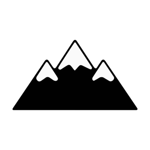 Icono de montaña minimalista plana con picos nevados diseño de símbolos de paisaje natural