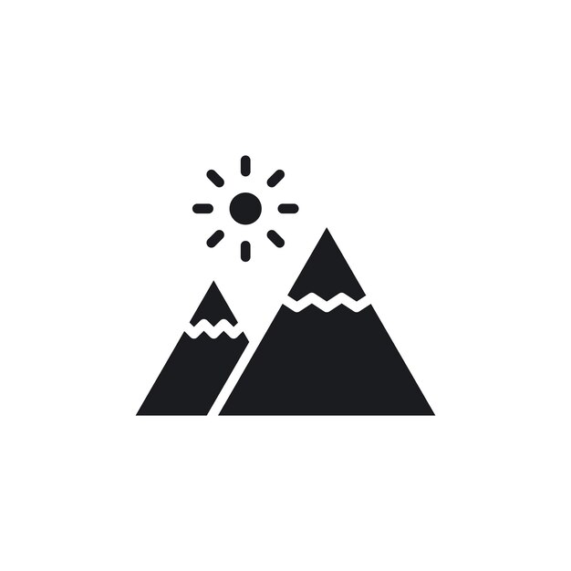 El icono de las montañas establece el símbolo vectorial del terreno alto el signo de la colina Everest en estilo negro lleno y delineado