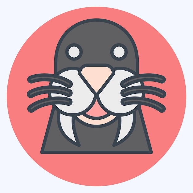 Icono de la morsa relacionado con el símbolo del animal estilo de color mate diseño simple editable