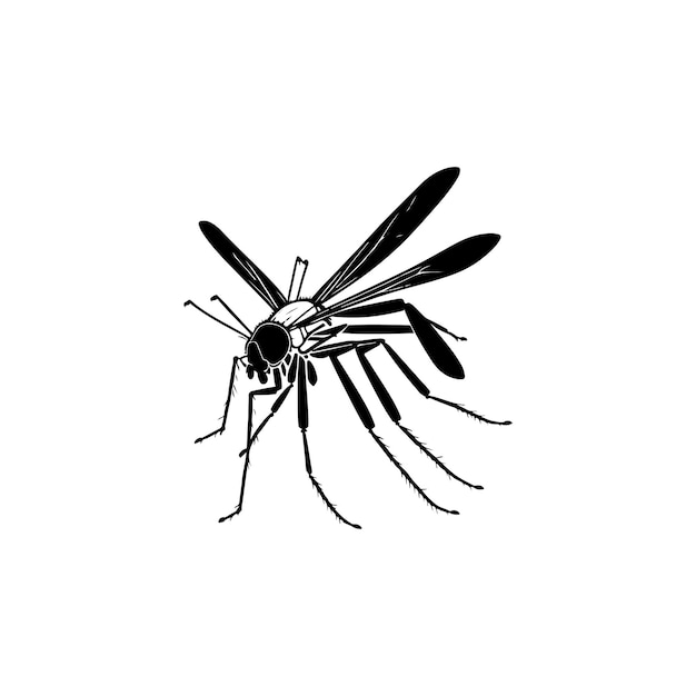 Icono de mosquito dibujo a mano color negro animales voladores elemento vectorial y símbolo del logotipo