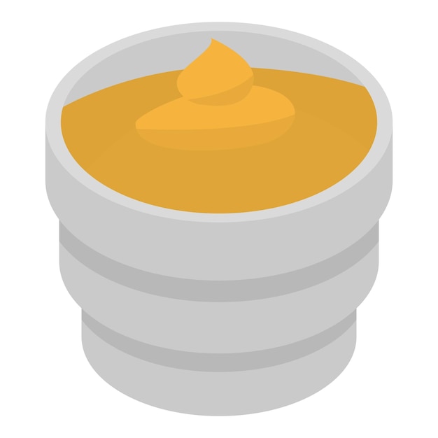Icono de mostaza alimentaria Isométrica del icono de vector de mostaza alimentaria para diseño web aislado sobre fondo blanco