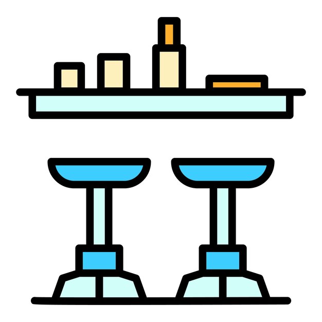 Icono de mostrador de barra de servicio Contorno Icono de vector de mostrador de barra de servicio para diseño web aislado en color plano de fondo blanco