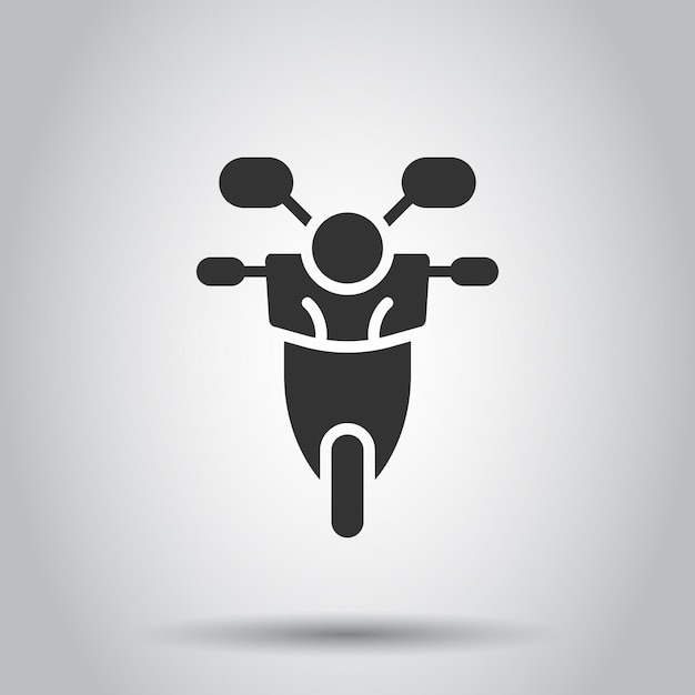 Icono de moto en estilo plano ilustración de vector de scooter sobre fondo blanco aislado concepto de negocio de vehículo ciclomotor