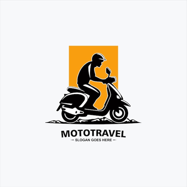 Icono de moto scooter aislado por vector motocicleta con ciclista en símbolos de silueta de la carretera