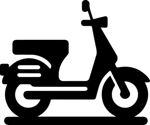 El icono de la motocicleta es una silueta vectorial de estilo plano, de color negro, de fondo blanco.