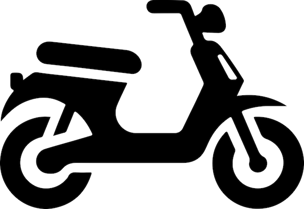 El icono de la motocicleta es una silueta vectorial de estilo plano, de color negro, de fondo blanco.