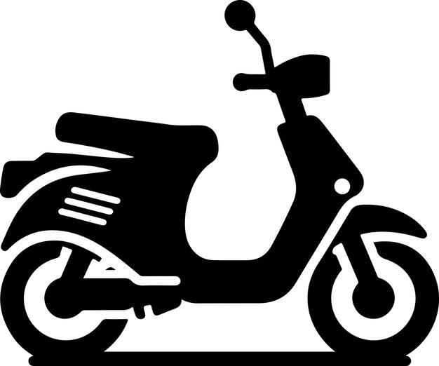 Vector el icono de la motocicleta es una silueta vectorial de estilo plano, de color negro, de fondo blanco.