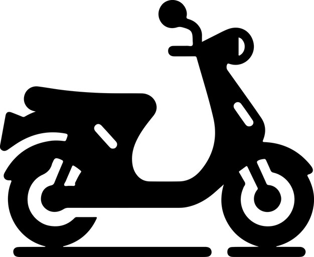 El icono de la motocicleta es una silueta vectorial de estilo plano, de color negro, de fondo blanco.