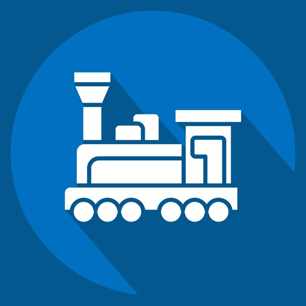 Icono del motor relacionado con el símbolo de la estación de tren estilo sombra larga ilustración de diseño simple