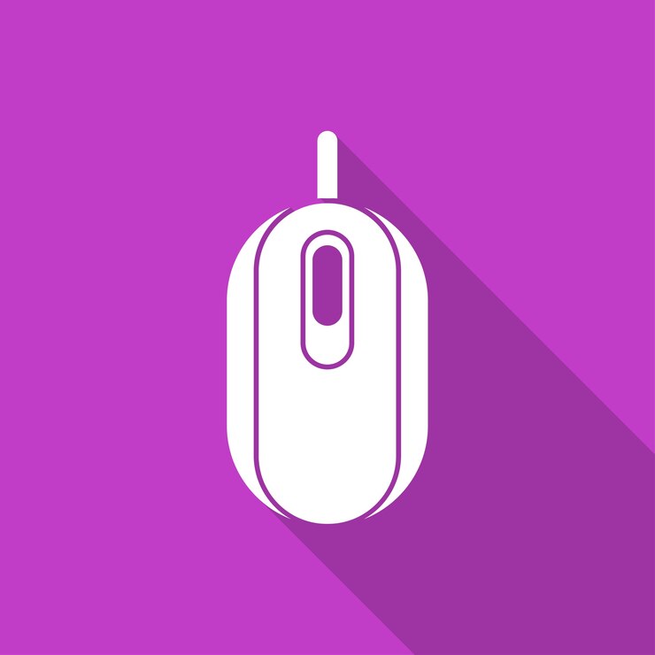 Vector icono del mouse con una larga sombra