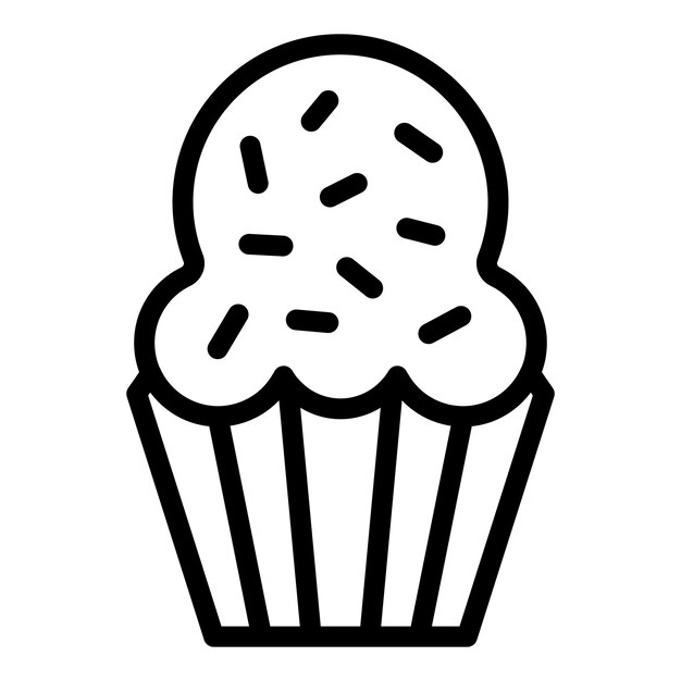 Icono de muffin al horno Contorno icono de vector de muffin al horno para diseño web aislado sobre fondo blanco