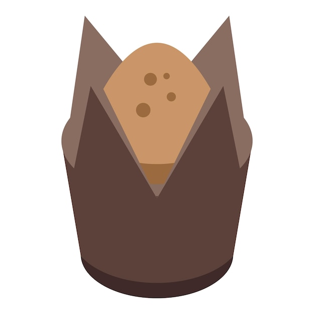 Icono de muffin de chocolate Isométrico de icono de vector de muffin de chocolate para diseño web aislado sobre fondo blanco