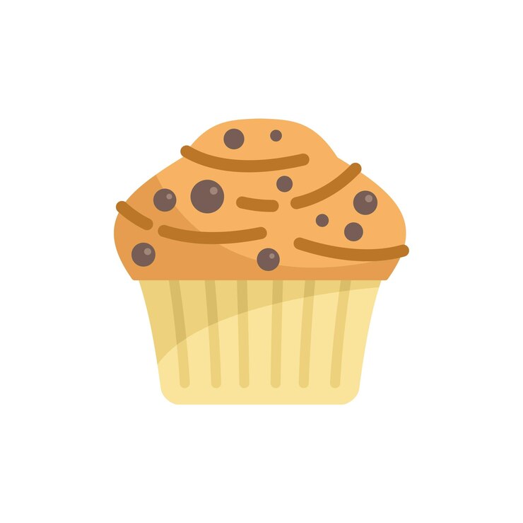 Vector icono de muffin dulce vector plano pastel de chocolate pastelería de alimentos