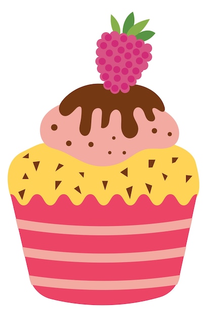Icono de muffin de fresa pastelería de crema dulce colorido