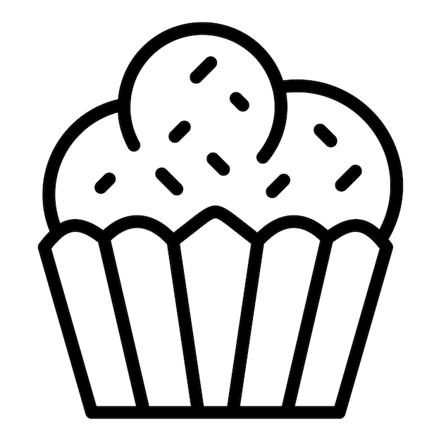 Icono de muffin Icono de vector de muffin de esquema para diseño web aislado sobre fondo blanco