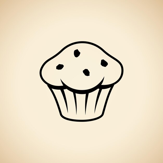 Icono de muffin negro aislado en una ilustración de vector de fondo beige