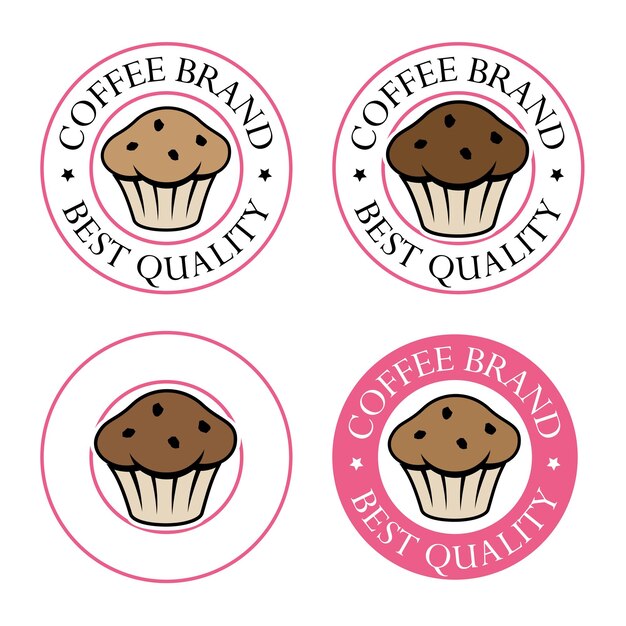 Icono de muffin redondo colorido con conjunto de texto 2