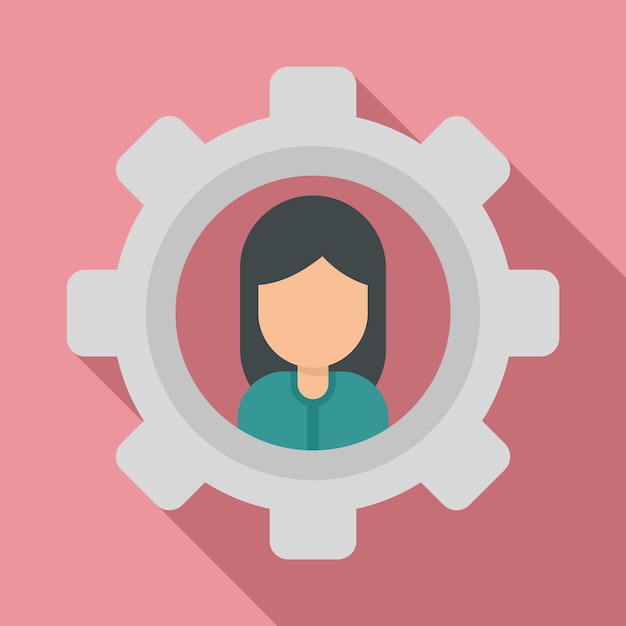 Icono de mujer de engranaje de sociología Ilustración plana de icono de vector de mujer de engranaje de sociología para diseño web