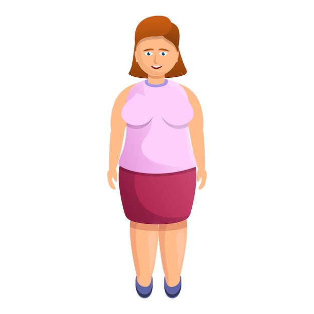 Icono de mujer gorda linda Caricatura de icono de vector de mujer gorda linda para diseño web aislado sobre fondo blanco