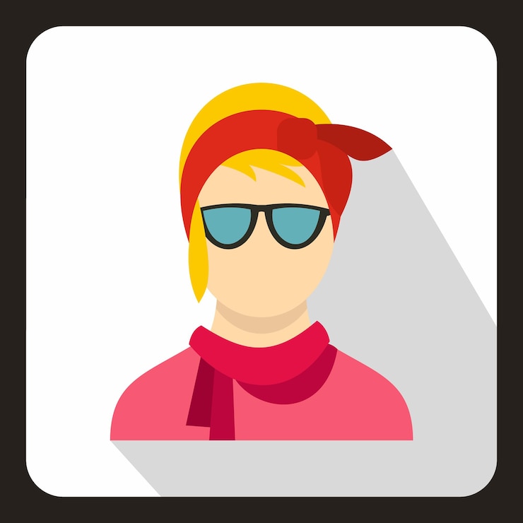 Vector icono de mujer hipster en estilo plano en una ilustración de vector de fondo blanco