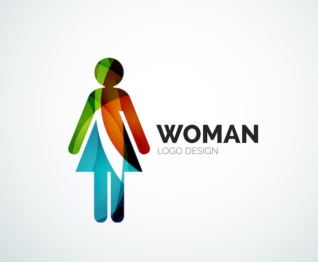 Vector icono de mujer de logotipo abstracto de color