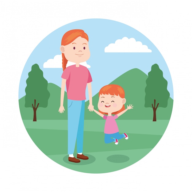 Vector icono de mujer y niña