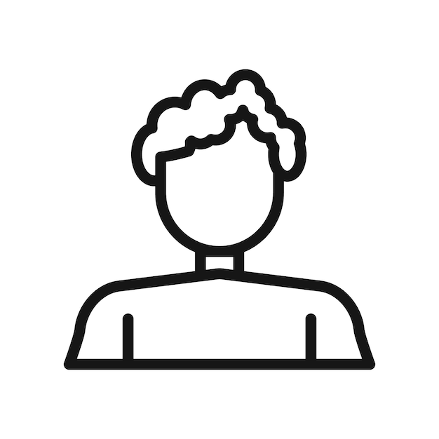 icono de mujer o niña afroamericana logotipo vectorial de arte de línea negra