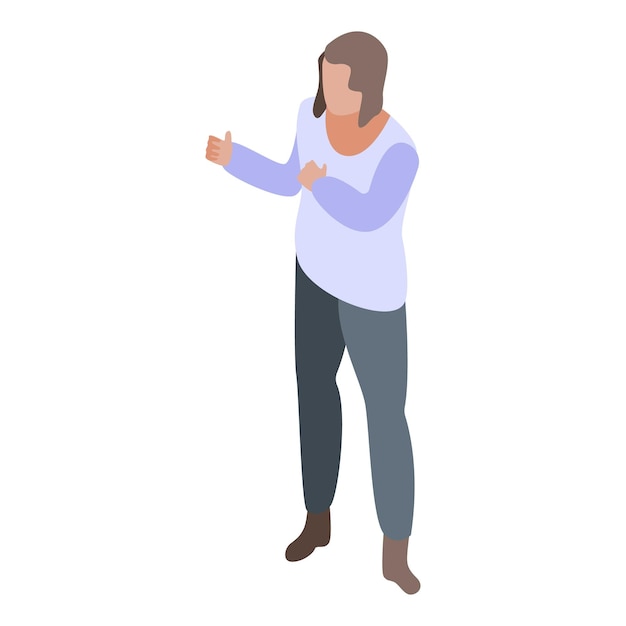 Icono de mujer de rabia facial Isométrico de icono de vector de mujer de rabia facial para diseño web aislado sobre fondo blanco