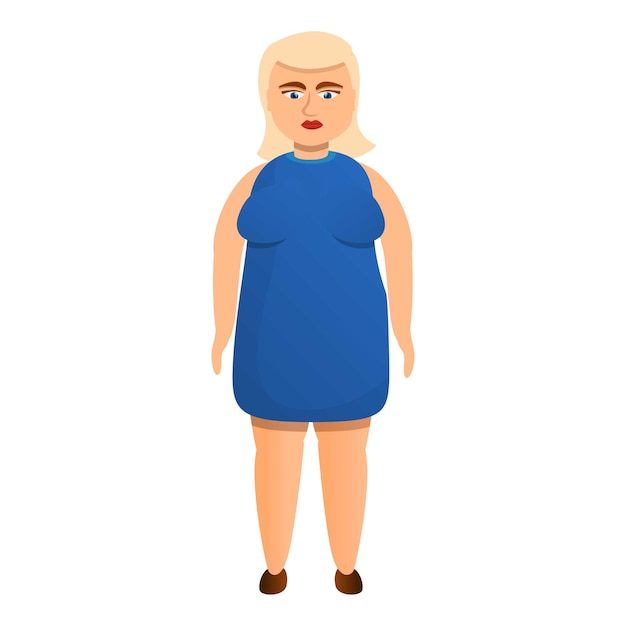 Icono de mujer rubia con sobrepeso Caricatura de icono de vector de mujer rubia con sobrepeso para diseño web aislado sobre fondo blanco