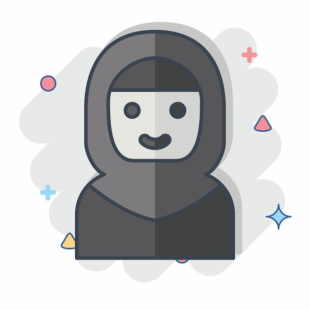 Icono Mujeres árabes relacionadas con Arabia Saudita símbolo estilo cómico diseño simple editable